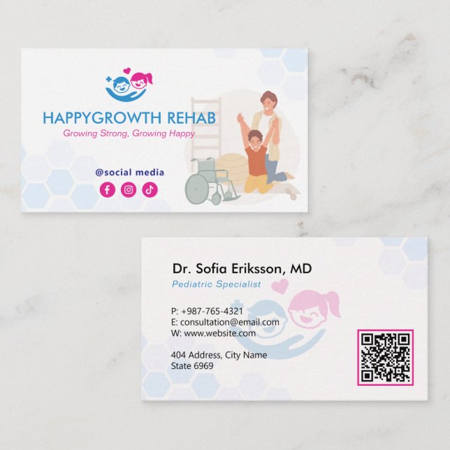 Pediatric Rehab Business | Blue Medical Business Card (Front/Back)