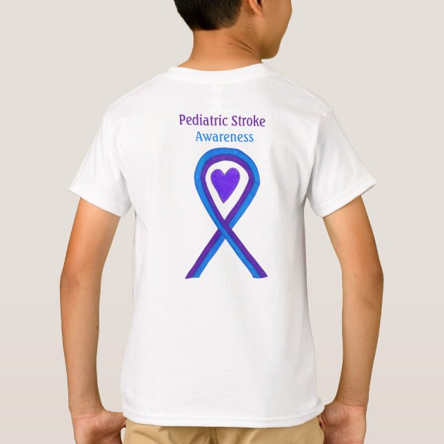 Pediatric Stroke Awareness Heart Ribbon T-Shirt (Back)
