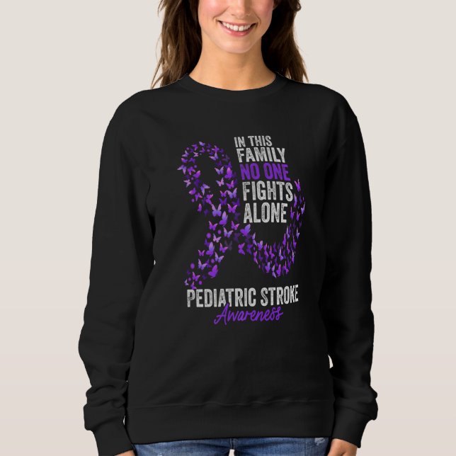 Pediatric Stroke Awareness Month Butterflies Purpl Sweatshirt (Front)