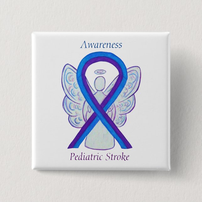 Pediatric Stroke Awareness Ribbon Angel Pin (Front)