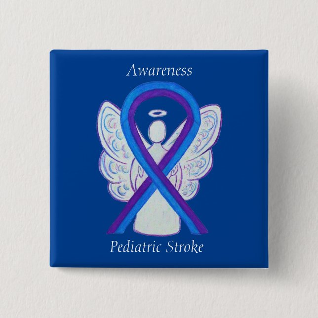 Pediatric Stroke Awareness Ribbon Angel Pin (Front)