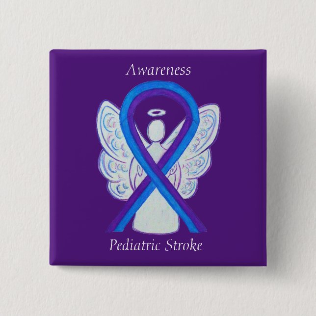 Pediatric Stroke Awareness Ribbon Angel Pin (Front)
