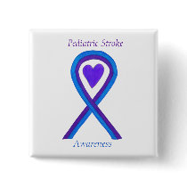 Pediatric Stroke Awareness Ribbon Pin Buttons
