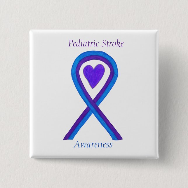Pediatric Stroke Awareness Ribbon Pin Buttons (Front)