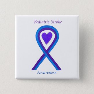 Pediatric Stroke Awareness Ribbon Pin Buttons