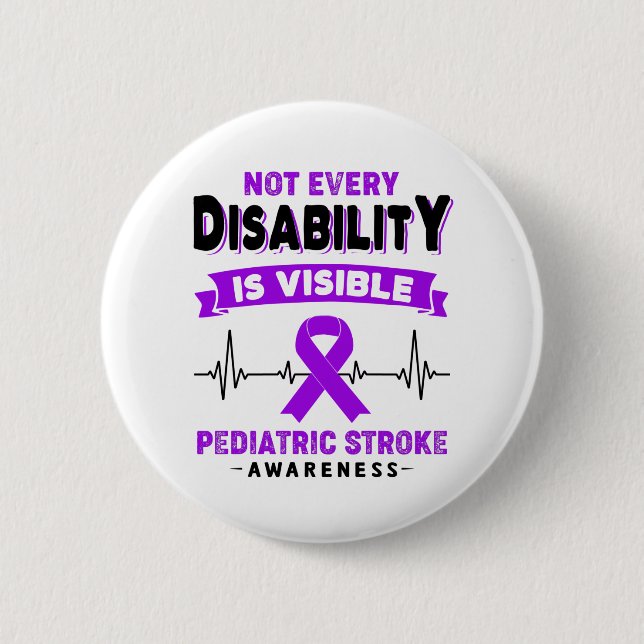 Pediatric Stroke Awareness Ribbon Support Gifts Button (Front)