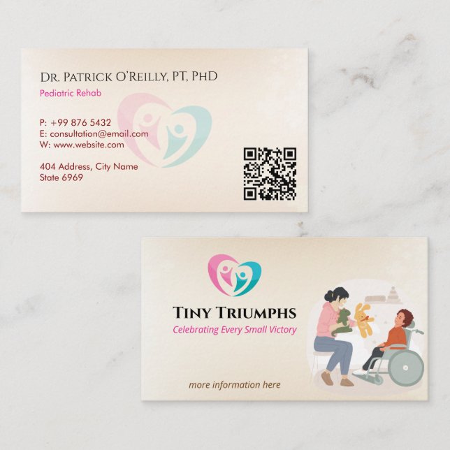 Pediatric Therapy Business | Light Red Business Card (Front/Back)