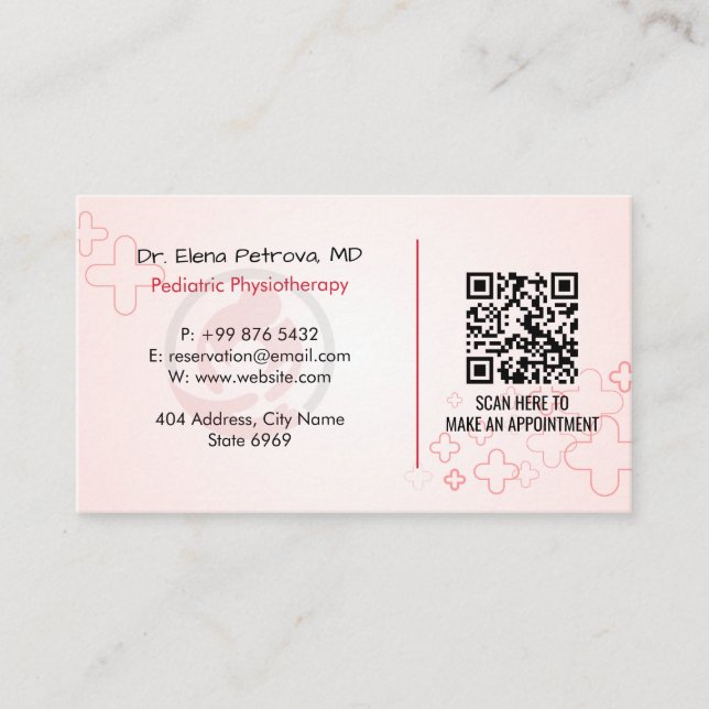Pediatric Therapy Business | Light Red Business Card (Front)