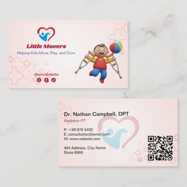 Pediatric Therapy Business | Light Red Card (Front/Back)