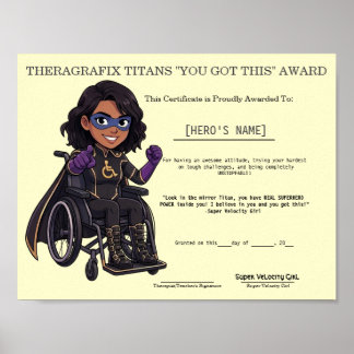 Pediatric Therapy Superhero Motivation Award Poster