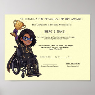 Pediatric Therapy Superhero Trophy Graduation Poster