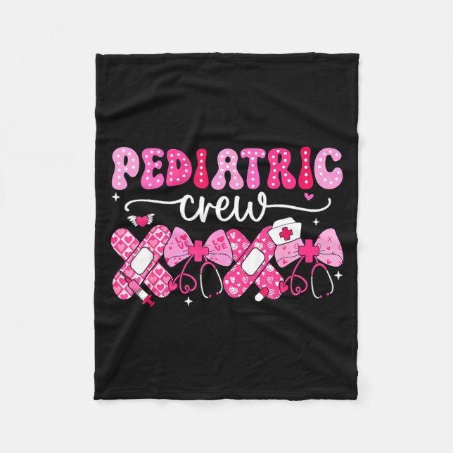 Pediatric Valentines Nurse Crew Peds Nurse Valenti Fleece Blanket (Front)
