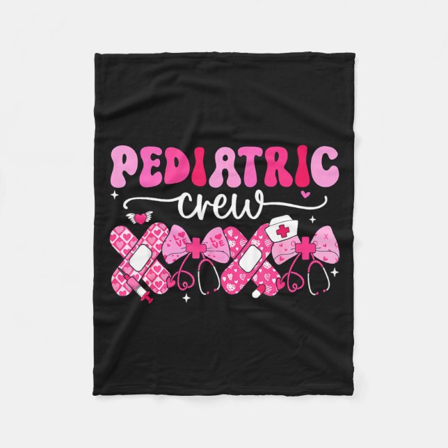 Pediatric Valentines Nurse Crew Peds Nurse Valenti Fleece Blanket (Front)
