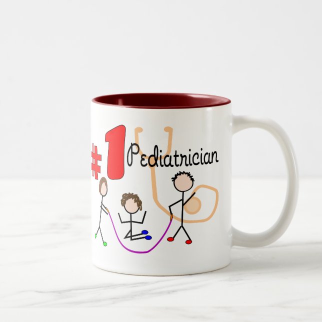 Pediatrician #1 Adorable Kids Design Gifts Two-Tone Coffee Mug (Right)