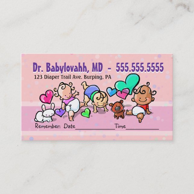 Pediatrician.Baby Doctor.Clinic.Appointment remind Appointment Card (Front)