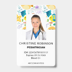 Pediatrician Cute Sea animals Photo Badge