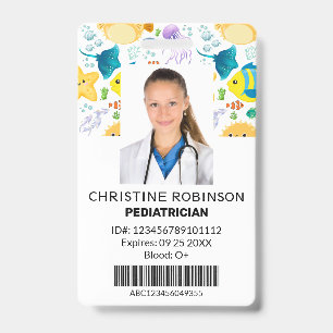 Pediatrician Cute Sea animals Photo Badge