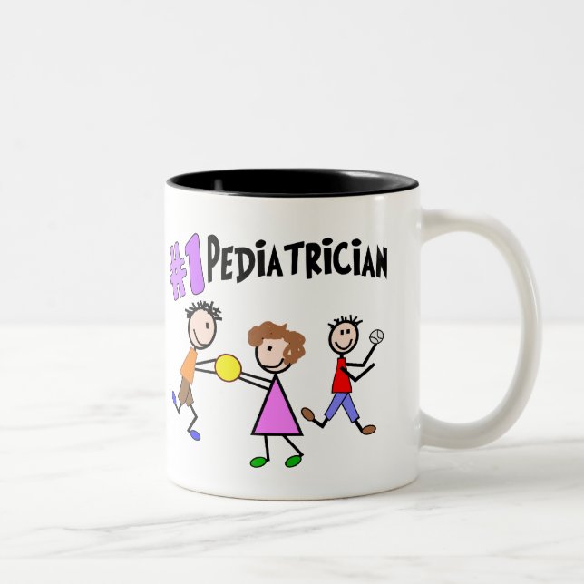 Pediatrician Gifts "# 1" Stick People Design Two-Tone Coffee Mug (Right)