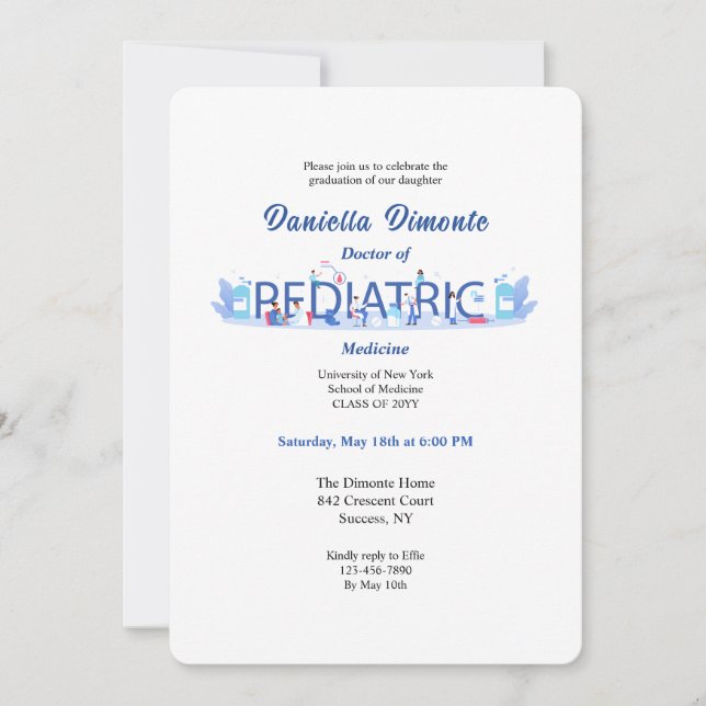 Pediatrician Graduation Invitation (Front)