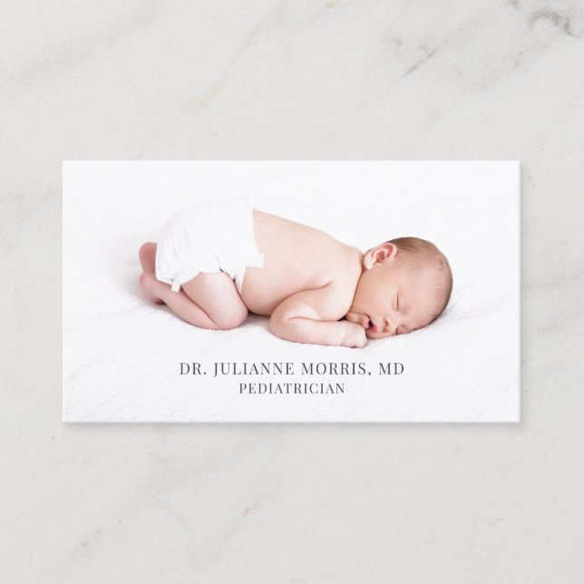 Pediatrician Newborn Baby Photo Business Card (Front)