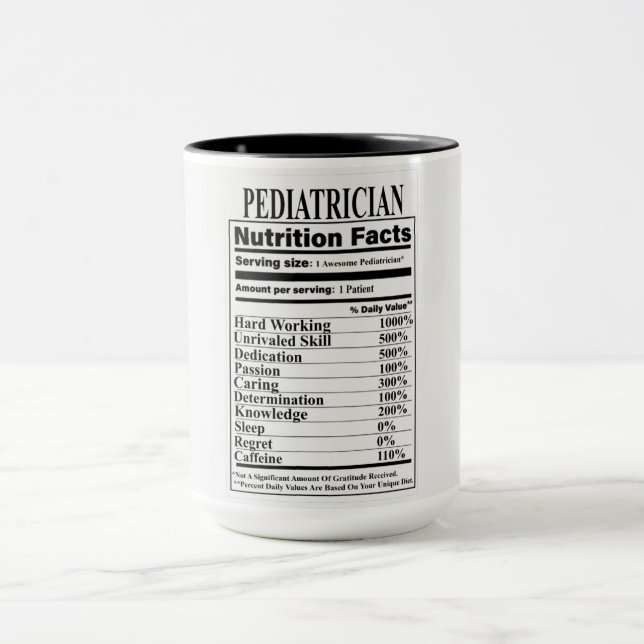 Pediatrician Nutrition Facts Mug (Center)