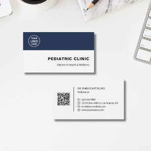 Pediatrician Pediatric Clinic Custom Logo QR Business Card
