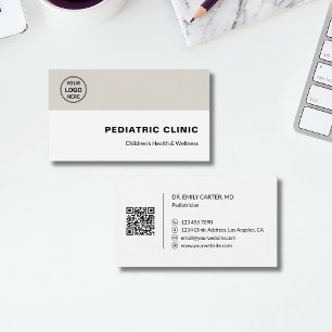 Pediatrician Pediatric Clinic Custom Logo QR  Business Card