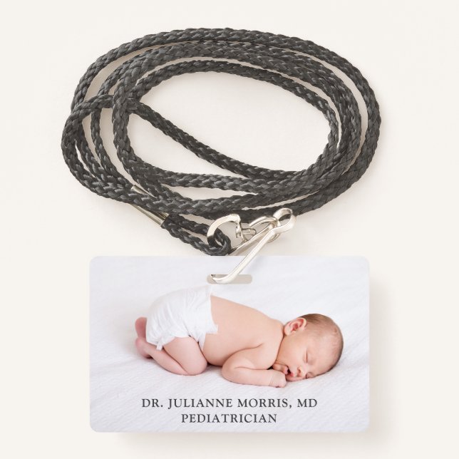 Pediatrician Physician Business Card Badge (Front with Lanyard)