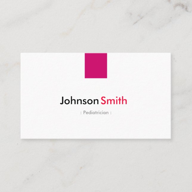 Pediatrician - Simple Rose Pink Business Card (Front)