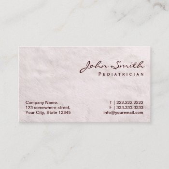 Pediatrician White Fur Background Business Card by cardfactory at Zazzle