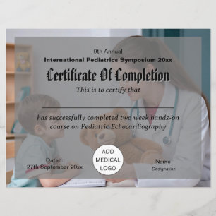 Pediatrics Child Physician Conference Certificate