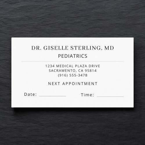 Pediatrics Doctor Office Appointment Card
