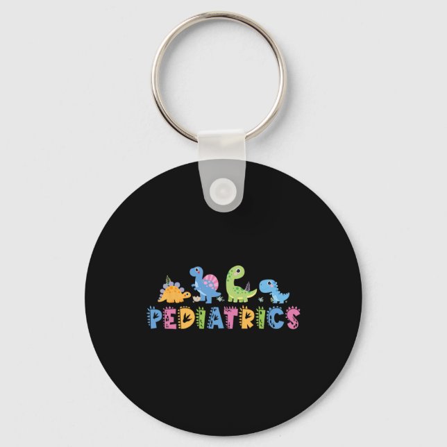 Pediatrics Pediatric Squad Nurse Dinosaur Cute Ped Keychain (Front)