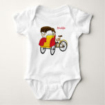 Pedicab rickshaw cartoon illustration baby bodysuit