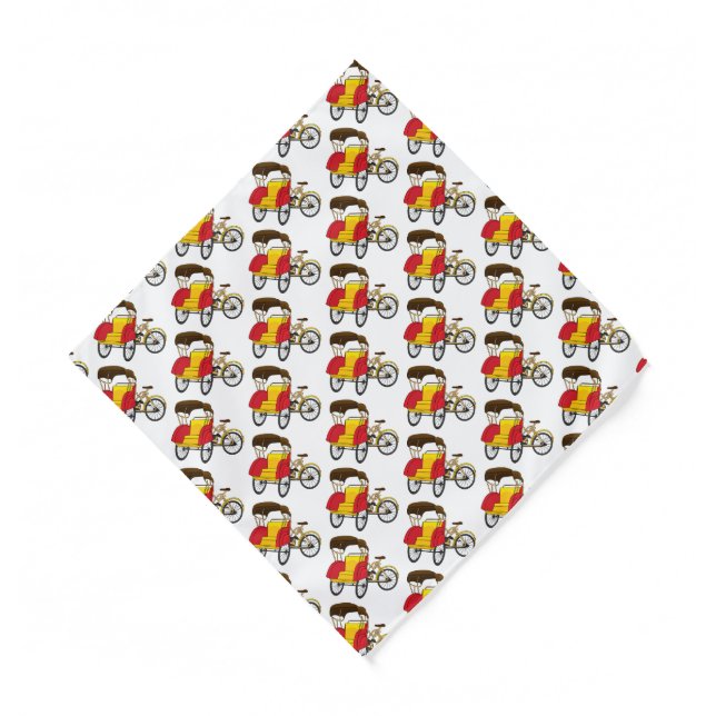 Pedicab rickshaw cartoon illustration  bandana (Front)