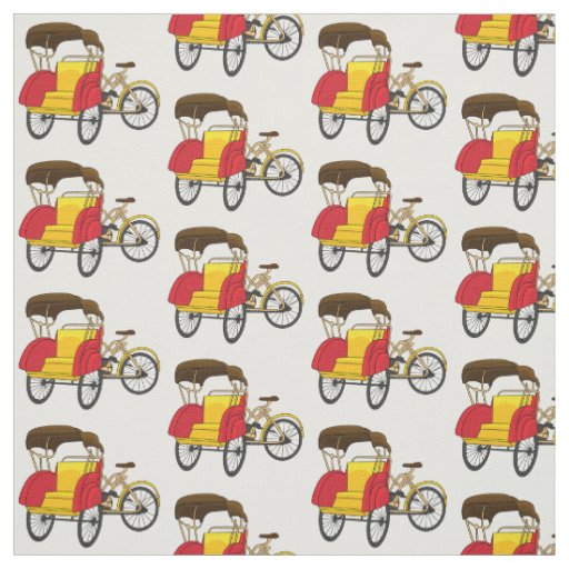 Pedicab rickshaw cartoon illustration fabric