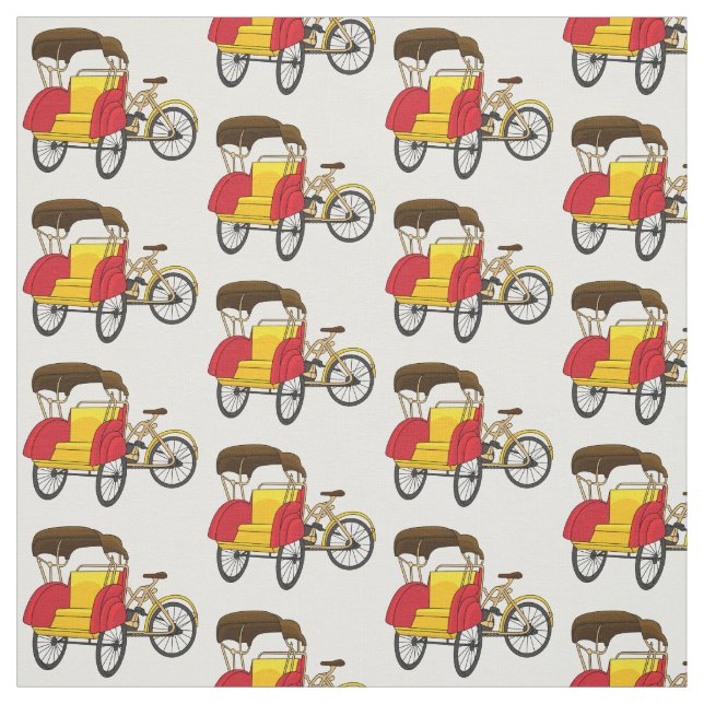 Pedicab rickshaw cartoon illustration fabric (Swatch)