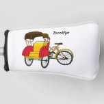 Pedicab rickshaw cartoon illustration golf head cover