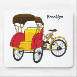 Pedicab rickshaw cartoon illustration mouse pad