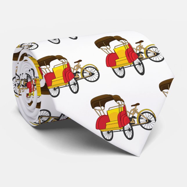 Pedicab rickshaw cartoon illustration  neck tie (Rolled)