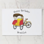 Pedicab rickshaw cartoon illustration paper pad