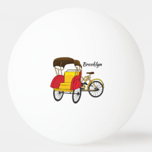 Pedicab rickshaw cartoon illustration ping pong ball