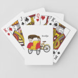 Pedicab rickshaw cartoon illustration playing cards