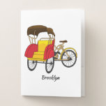 Pedicab rickshaw cartoon illustration pocket folder
