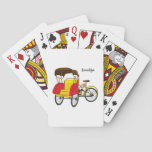Pedicab rickshaw cartoon illustration poker cards