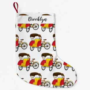 Pedicab rickshaw cartoon illustration small christmas stocking