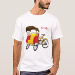 Pedicab rickshaw cartoon illustration  T-Shirt