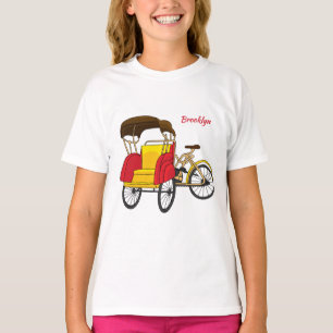 Pedicab rickshaw cartoon illustration  T-Shirt