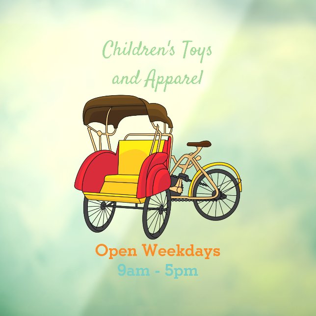 Pedicab rickshaw cartoon illustration window cling (Sheet 3)