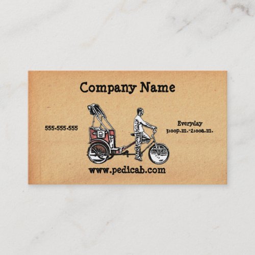 Pedicab Vintage Paper Business Card